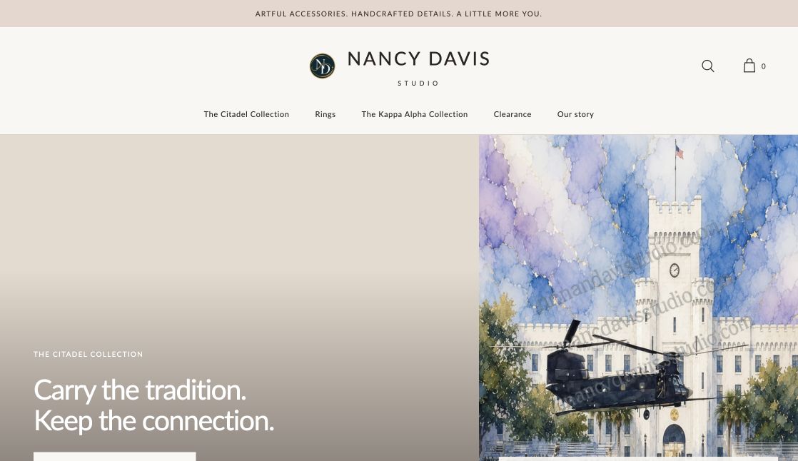 Homepage screenshot of Nancy Davis Studio