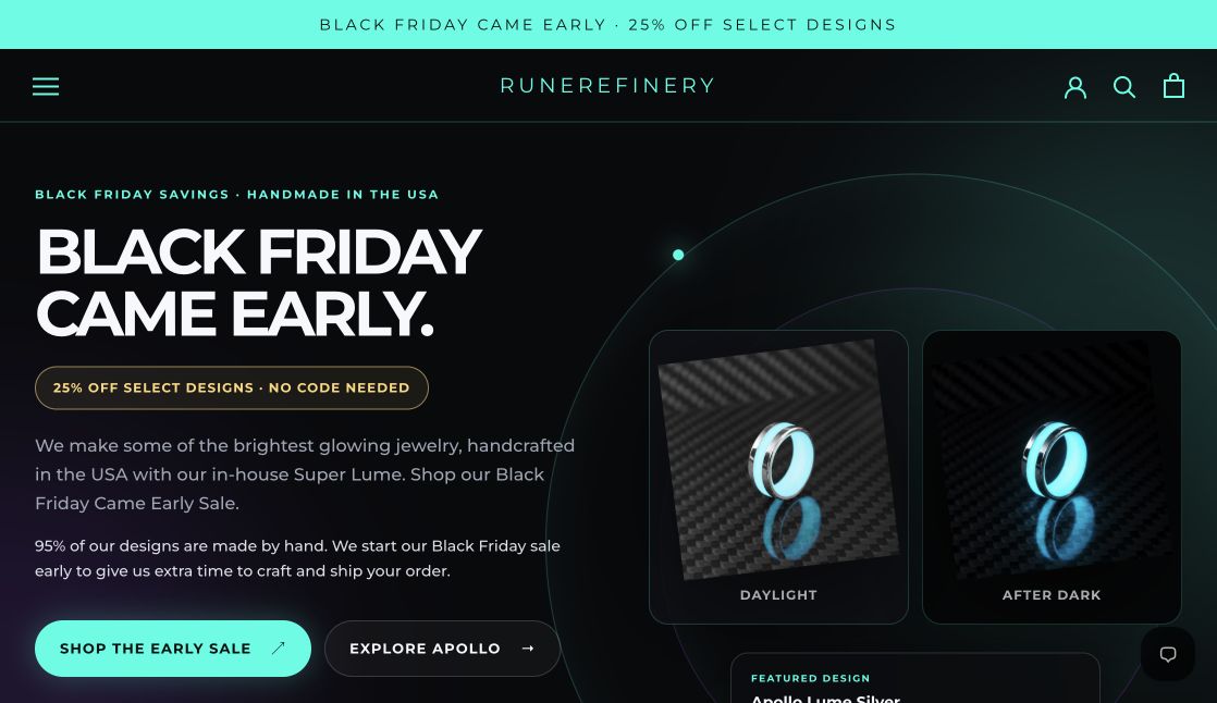 Homepage screenshot of Rune Refinery