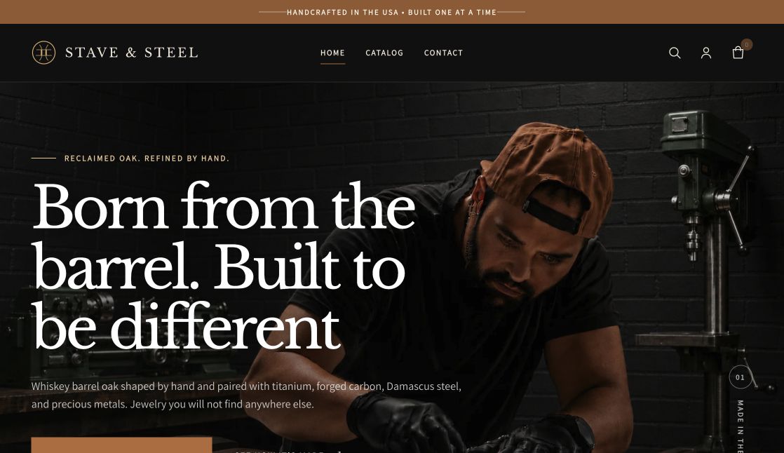 Homepage screenshot of Stave & Steel