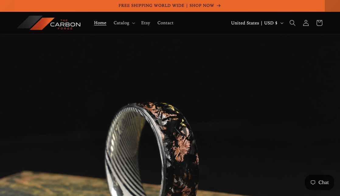 Homepage screenshot of The Carbon Forge